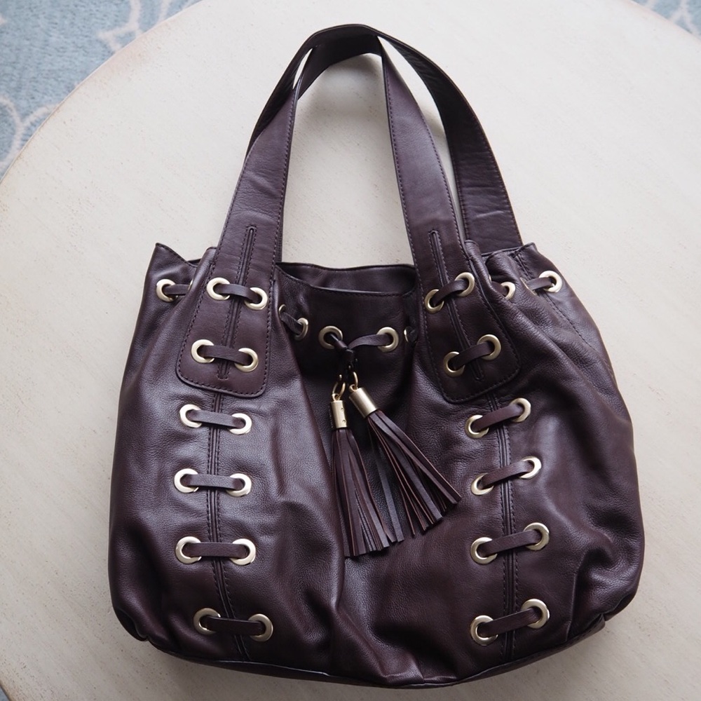 🍫 Michael Kors leather grommet satchel